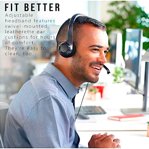 Logitech H390 USB Headset Over-Ear Comfort w/ Noise-Canceling Mic for PC/Laptop - Picture 6 of 6